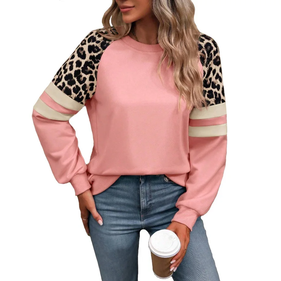 Loose Long Sve Leopard Print Color Blo Women's Sweatirt Comfortable Fit Casual Sle Faionable Autumn Winter New Arr...