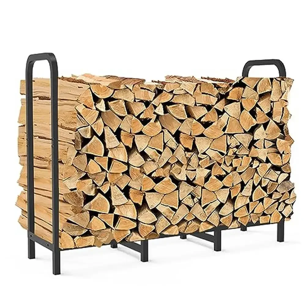 

Adjustable Heavy Duty Firewood Rack Holder Stand Fireplace Storage Organizer Metal Wood Pile Indoor Outdoor Stacker Log 4ft