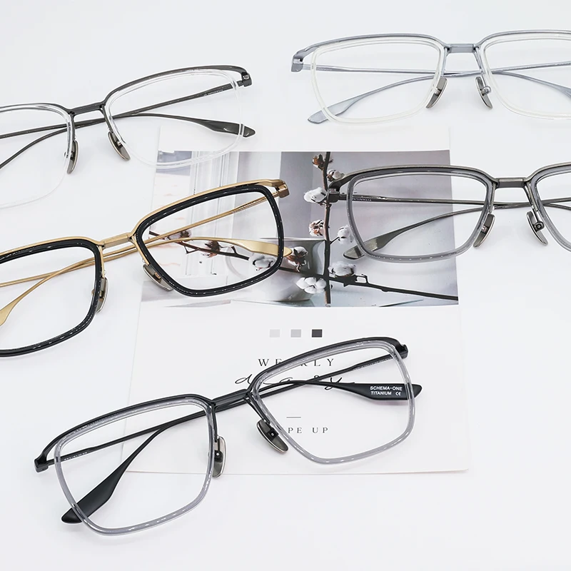 Marque de luxe concepteur pur titane cadres ultralégers affaires simples lunettes surdimensionné carré classique hommes Vintage lunettes
