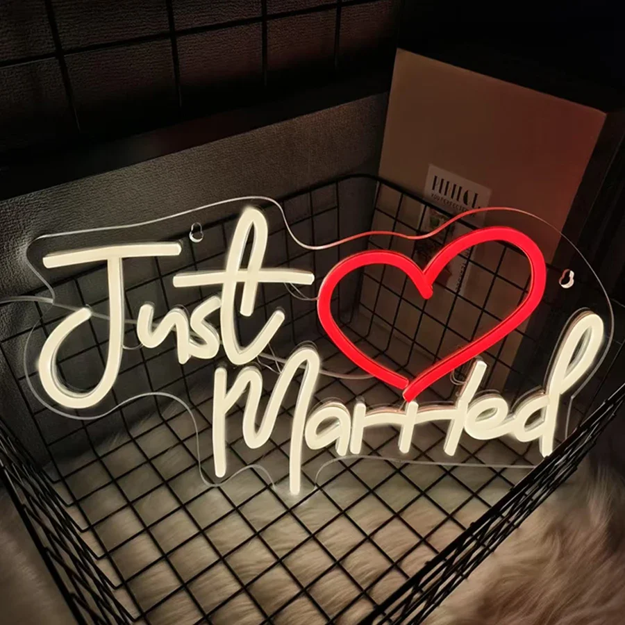 

Led Neon Light For Wedding Decorations, Proposal, Engagement - Artistic Wall Decor，Just Married Neon Sign For Wall Decor