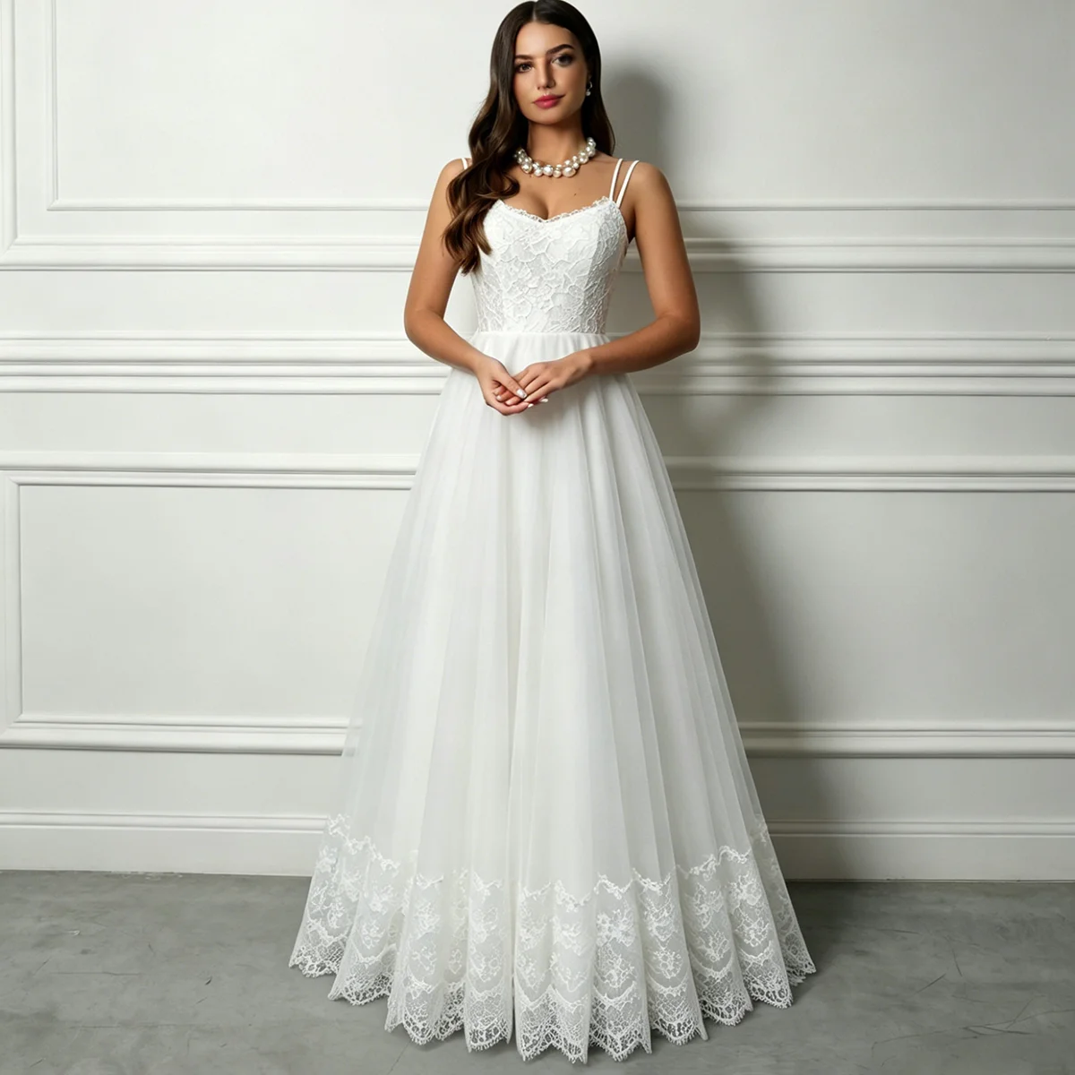 Spaghetti Straps Boho Reception Wedding Dress A Line Customized Big Size Sweetheart Ivory Tiered Lace Open Back Bridal Gowns