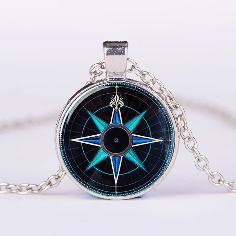 Fashion New Star Pattern Glass Pendant Necklace Vintage Style Jewelry Accessories Sweater Chain