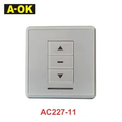 A-OK AC227-11 Single Route Wall Switch for A-OK 4 Wire Curtain Motor,External RF433 Receiver,Input 230V 50/60HZ,Output DC24V