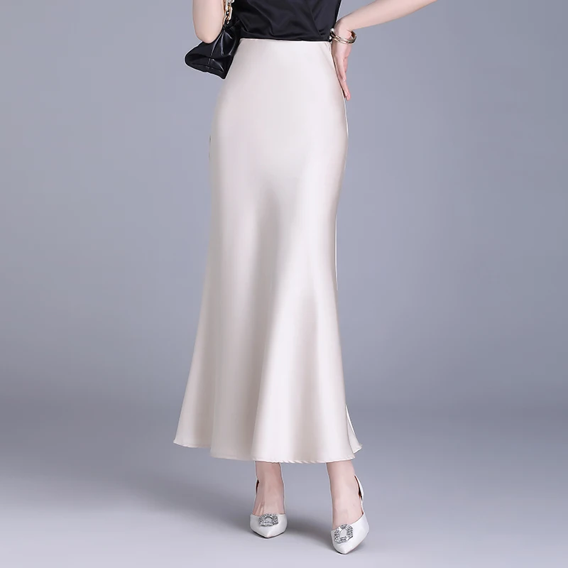 

Elegant High Waist Acetate Fish Tail Skirt Women's Dress Slim Fit Draping Long Skirt Spring Summer High Fashion Sensation