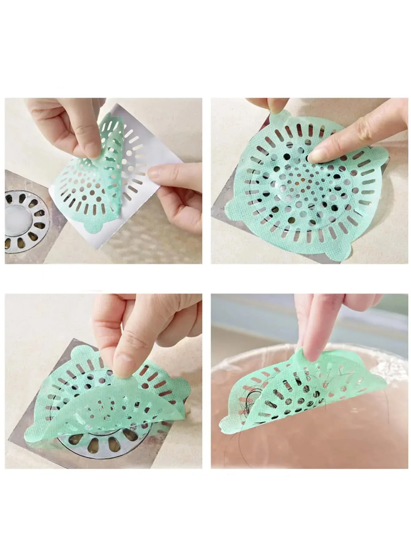 50pcs 10x10cm Disposable Floor Drain Stickers Anti-blocking Filter Floor Drain Mesh Sticker Hair Catcher Stopper Shower Drain view 6