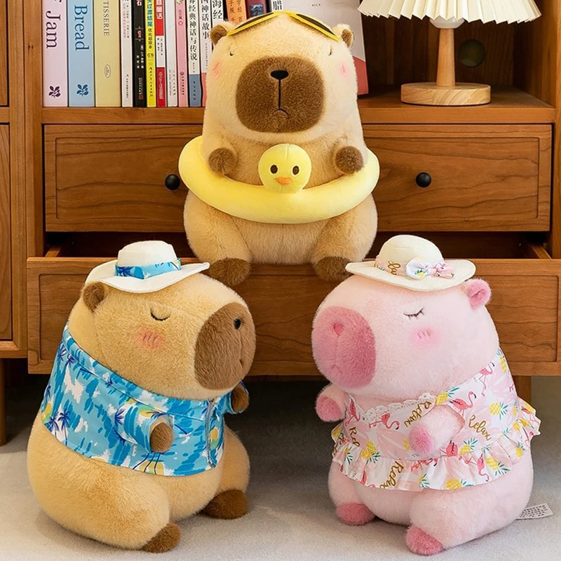 New 21cm Capybara Plush Toy Simulation Capibara Anime Fluffty Toy Cute Animals Beach Style Stuffed Doll Christmas Gifts for Kids