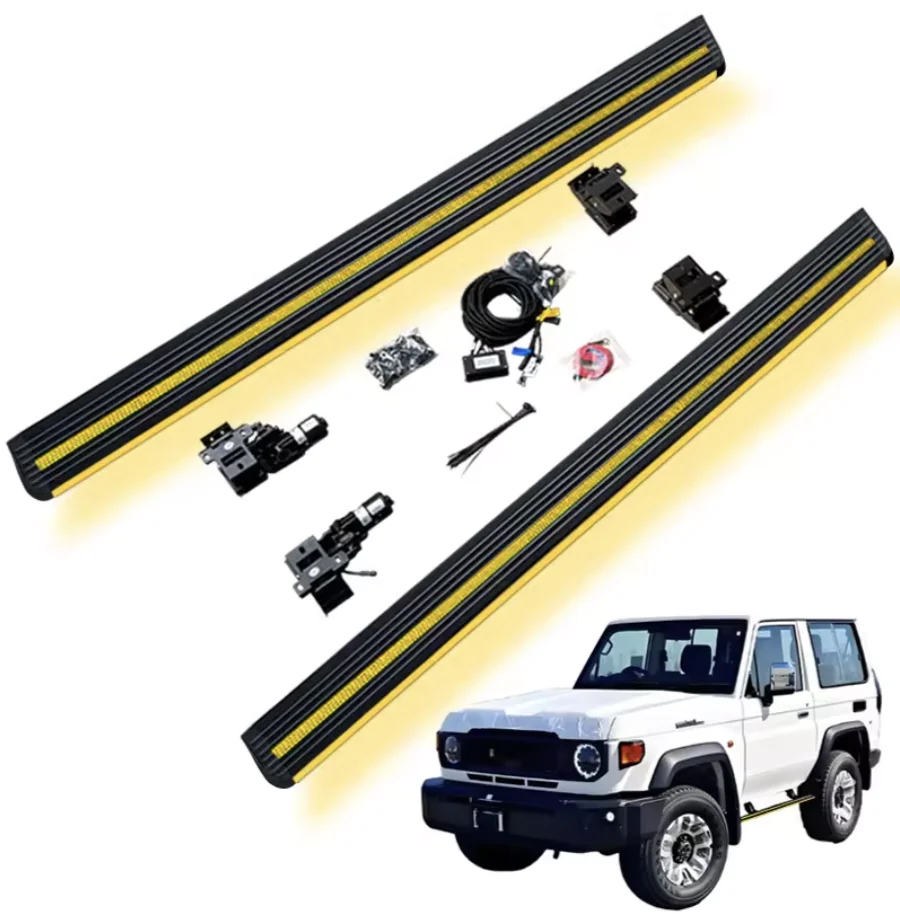 Estribo antideslizante impermeable y antipellizco, paso lateral de energía eléctrica automática, luces duales para TOYOTA LAND CRUISER LC71