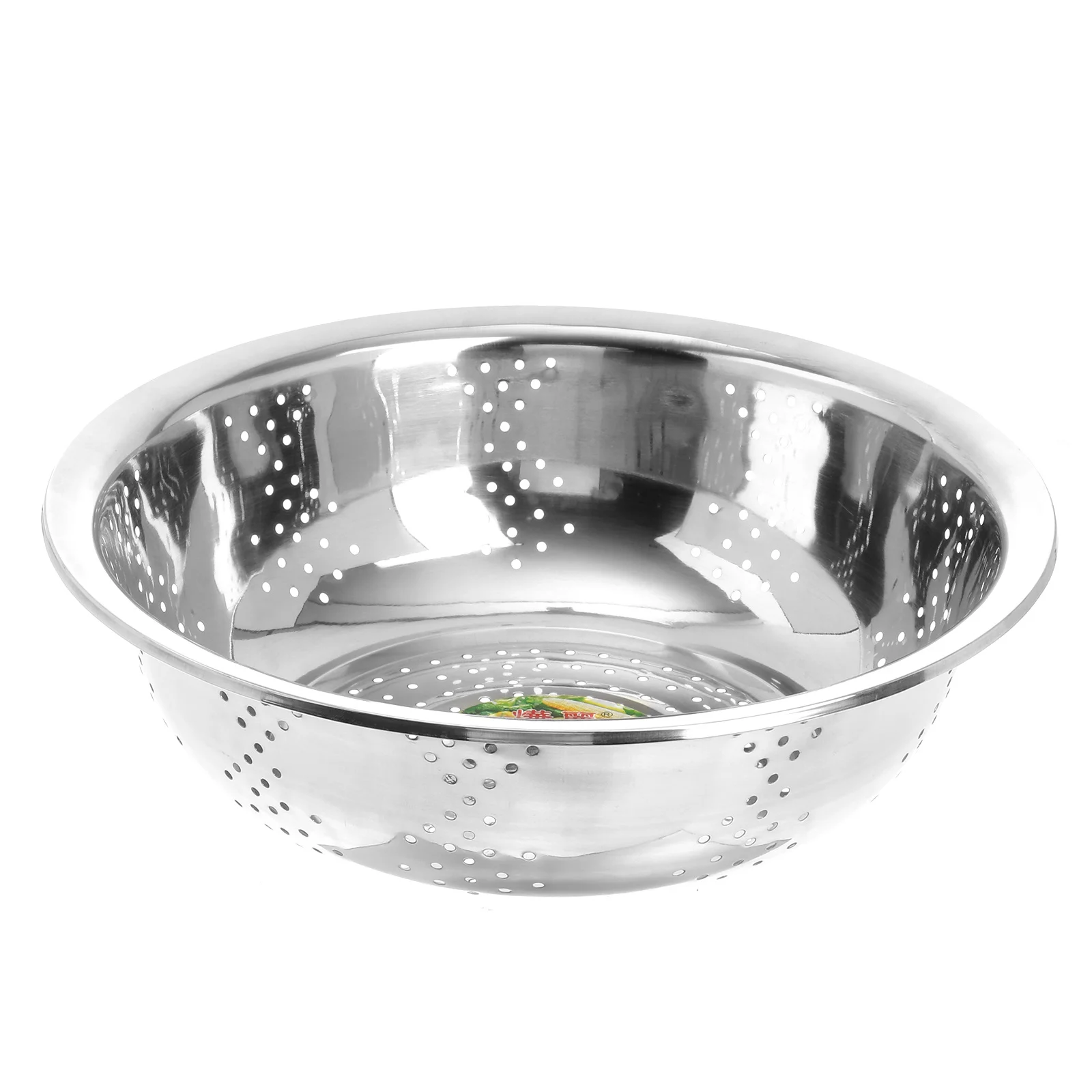 

1pc Stainless Steel Vegetable Basin Rust Free Dishwasher Safe Thickened Drain Hole Design For Pasta Fruit Seafood 24Cm Silver