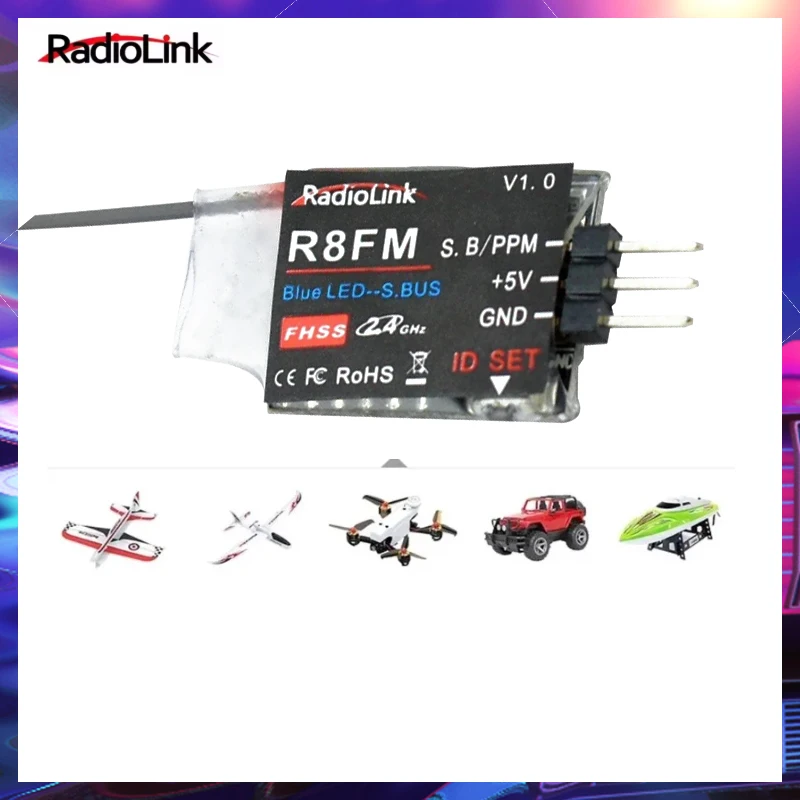 Radiolink R8FM Mini 2.4G 8CH Receiver FHSS for T8FB Transmitter, Support S-BUS & PPM Output for RC Car Boat