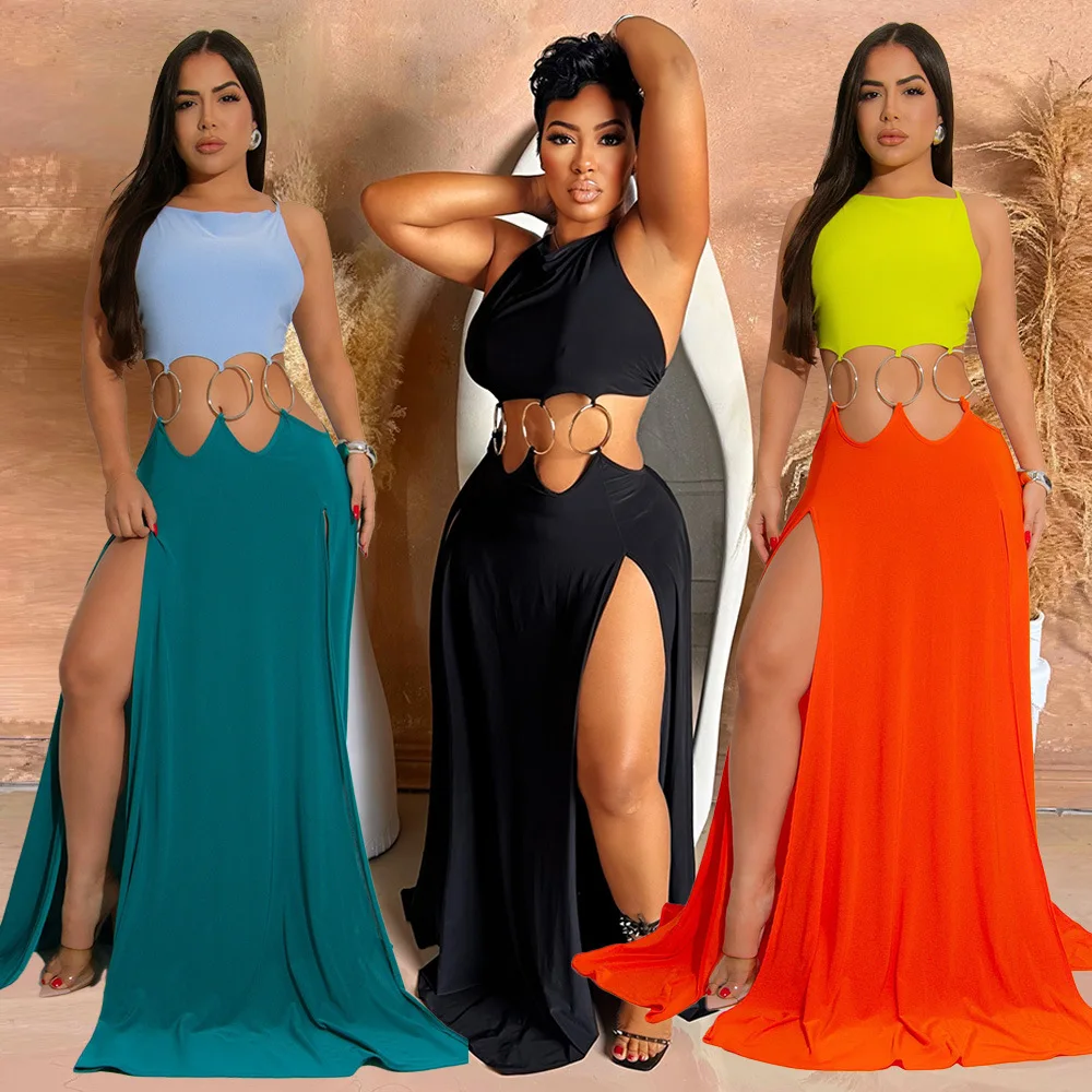 

Zy61882026 New High-slit Sexy Party Dress With Ring Accessories And Tie Straps Women's Casual Dresses Prom Clothing Vestidos