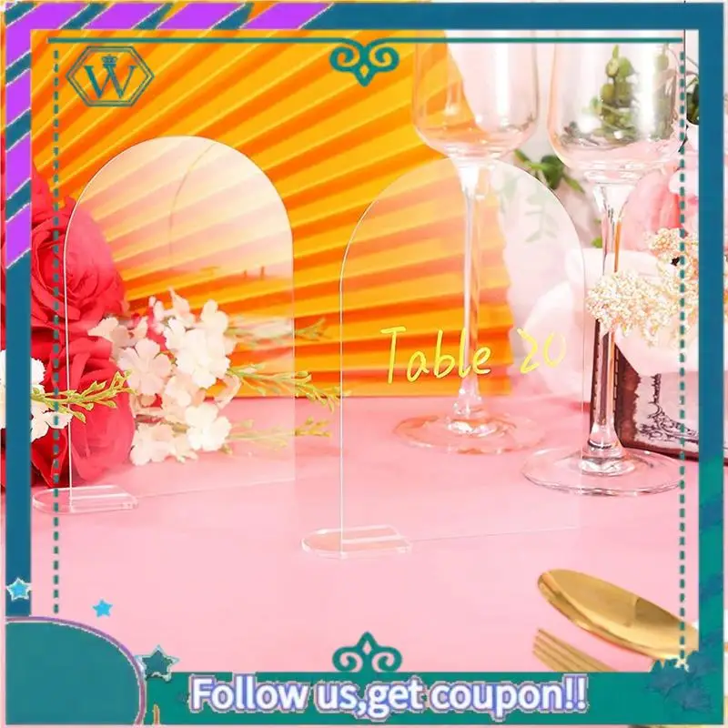 20Piece Blank Acrylic Numbers Signs With Stand 6X4 Inch Diy Arch Acrylic Stand Signs