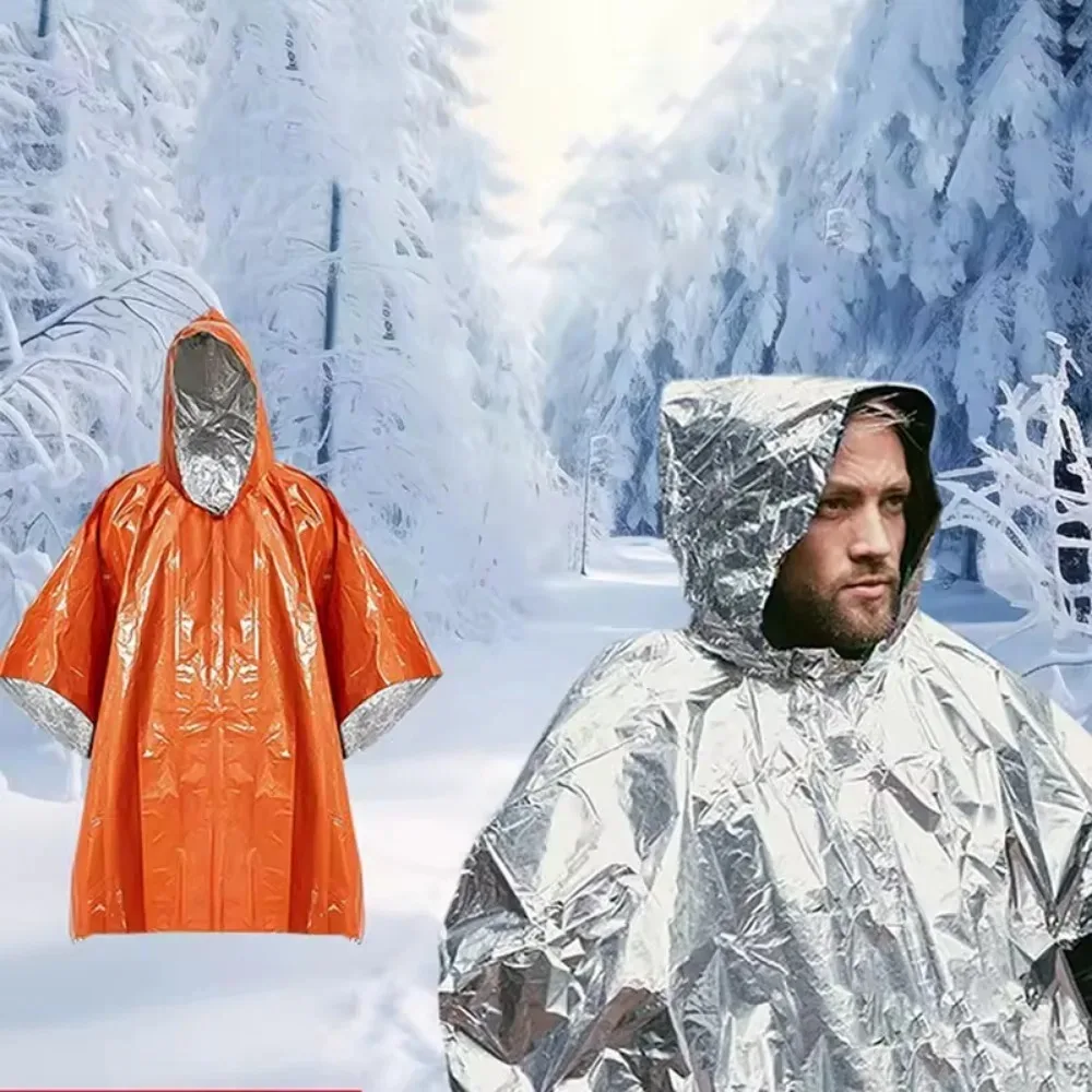 

Дождевик для выживания в чрезвычайных ситуациях 3 в 1, уличный военный плащ, теплый водонепроницаемый, для кемпинга, пешего туризма, путешествий, с обеих сторон, носимый плащ