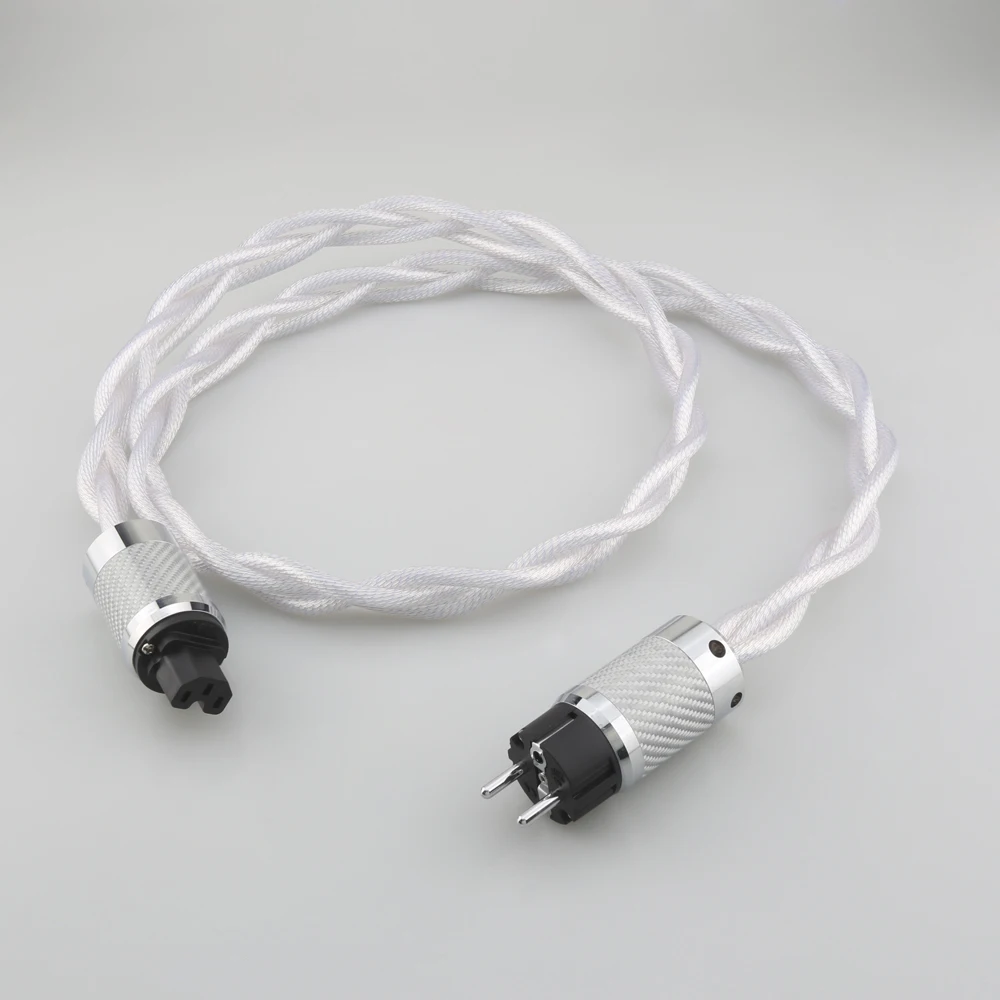 

A58 OCC Silver plated Audiophile US & EU&AU&UK AC Audiophile Power Cable For Amplifier DAC filter HIFI Silver Power cable