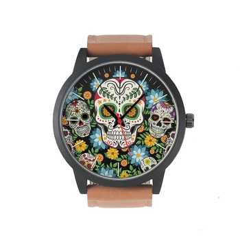 Cool men&#x27;s watch flowers new men&#x27;s watches wrist Timepiece gift customizable patterns colorful skull souvenir