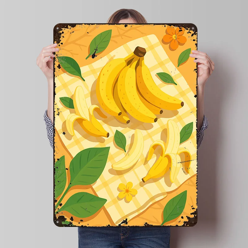 Banana – A Stylized Tablescape Poster Customized Vintage Metal Signs Wall Art Retro Tin Plaque for Luxury Home Decor Items Room