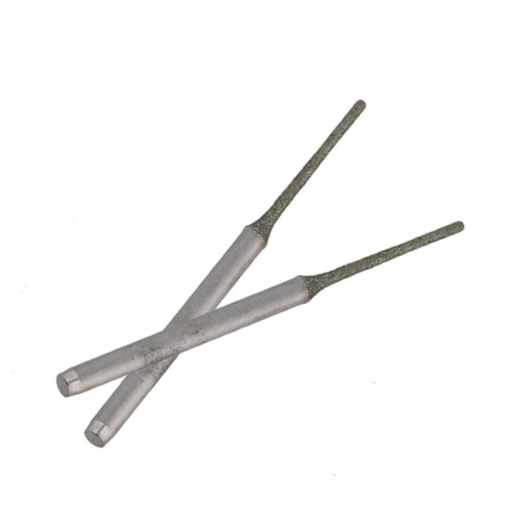 10pcs 1mm Lapidary Diamond Coated Drill Bits, 2.35mm Shank Solid Grinding Needles For Gems Agate Jade Stone Drilling
