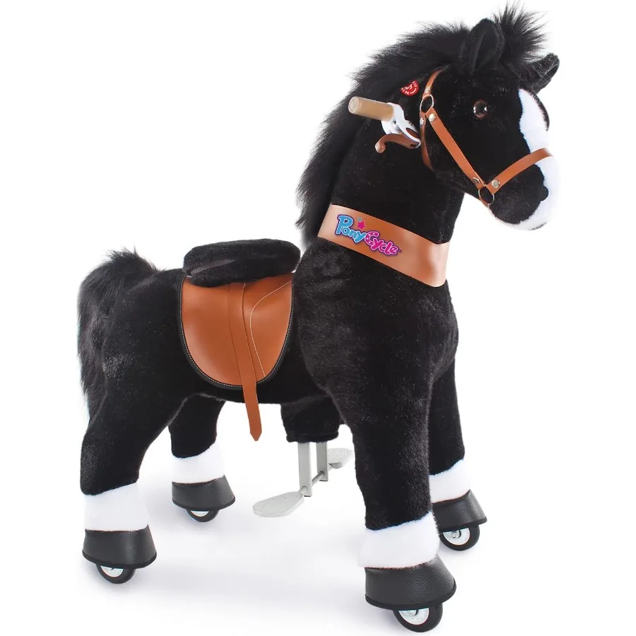 Kids Riding Toys Horse Ride-on Pony Rider (with Brake/ 36" Height/Size 4 for Age 4-7) Riding Walking Horse Toy Plush Giddyup