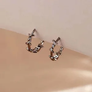 Punk Gümüş Renk Sivri Kulak damızlık Küpe Erkekler için, hoop Küpe, Düzensiz, Unisex Piercing Hoop Küpe, Daire, Basit, Kpop Damla Takı Moda 6 büyük satış-diken - №2