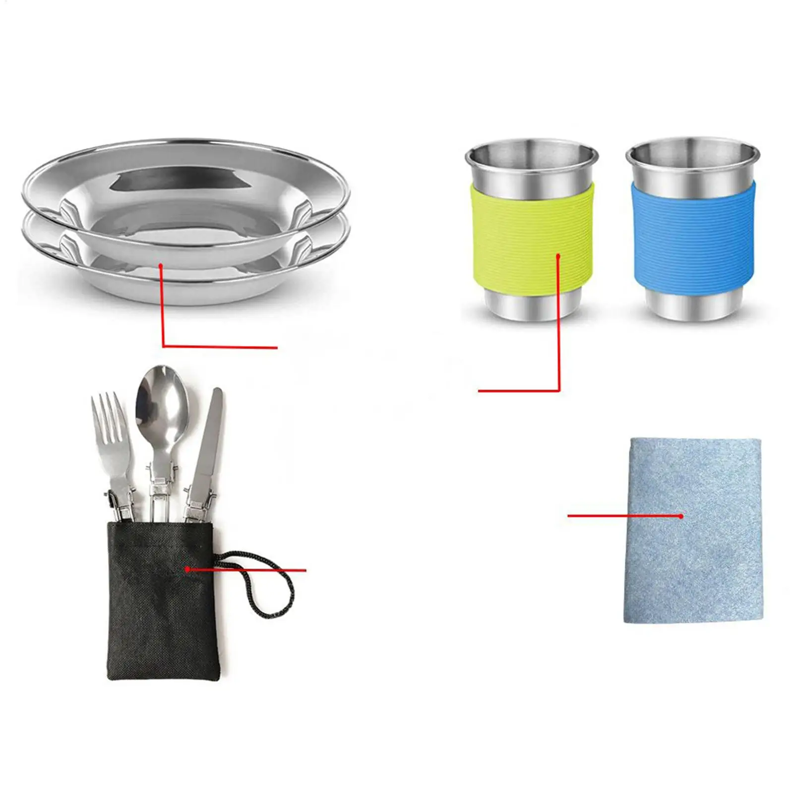 

Camping Cooking Set Foldable Camping Cookware Kit Portable Utensils Cup Knives Fork Spoon For Apartment RV Travel Outdoor