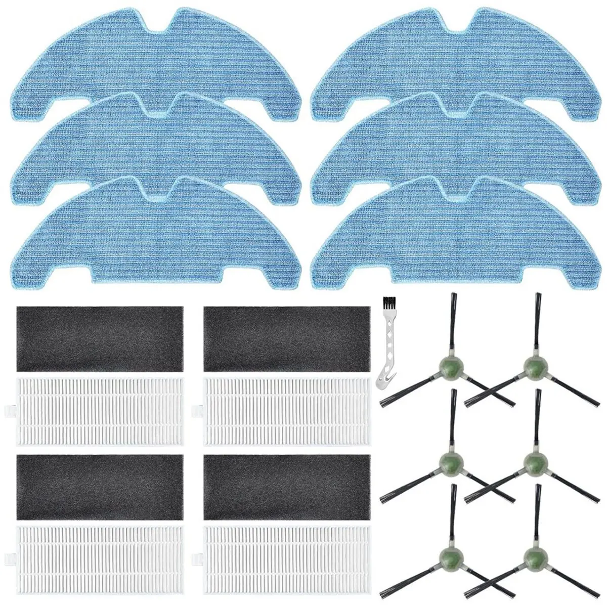 

17 шт. HEPA-фильтры, боковые щетки, накладки для швабры, сменный комплект для робота-пылесоса M330 Pro, аксессуары