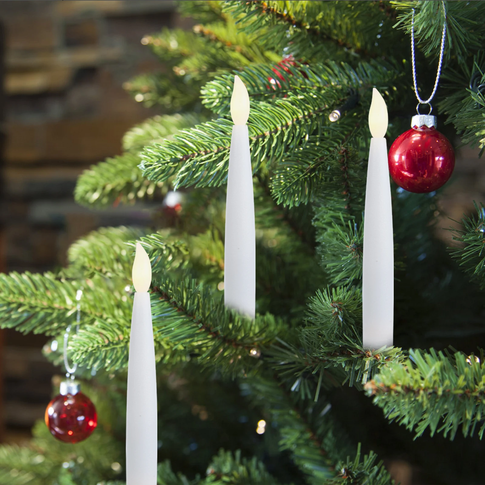 

12 set 12 Sets LED Decorative Candles Christmas Tree Lights Flameless Warm White Plastic Solar Powered Holiday Ornaments