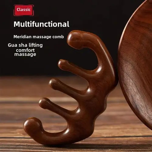 Imagen 2 del producto Peine de masaje para terapia de madera, masajeador Gua Sha para el cuero cabelludo, diente ancho de sándalo Facial Natural, masaje corporal raspado Guasha