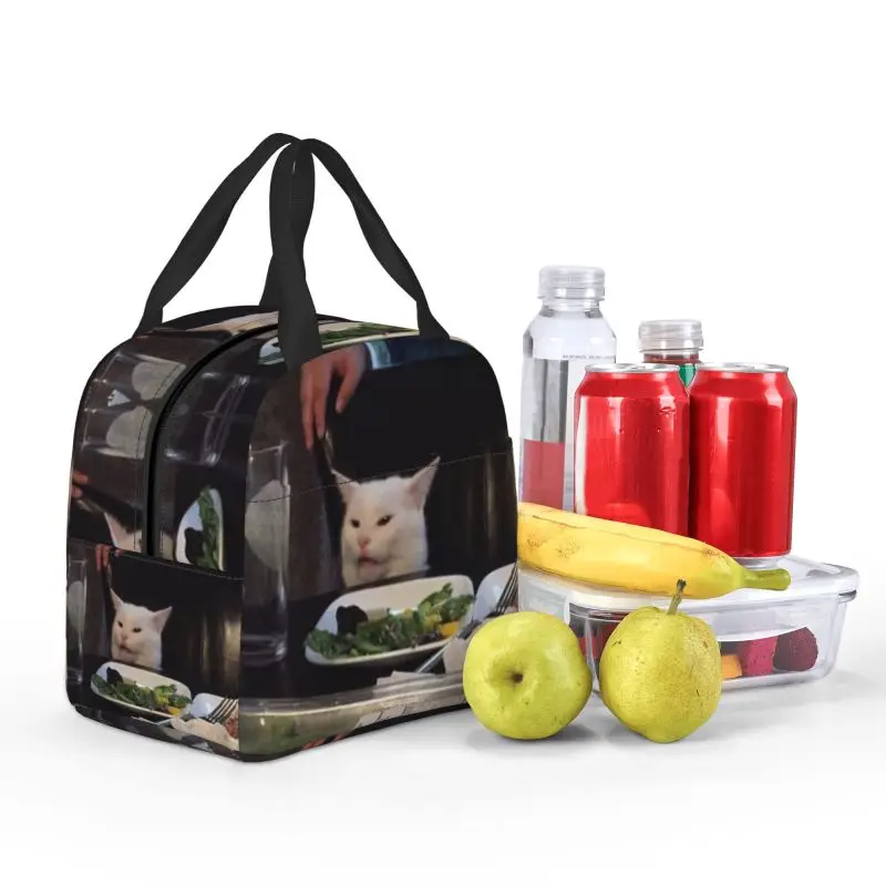 Insalata Cat Meme borse per il pranzo isolate per le donne Resuable Thermal Cooler Food Lunch Box Kids School Children