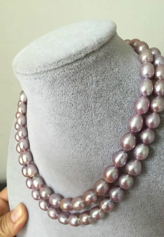 

2 rows 8-10mm south seas baroque purple pearl necklace 17inch 18inch