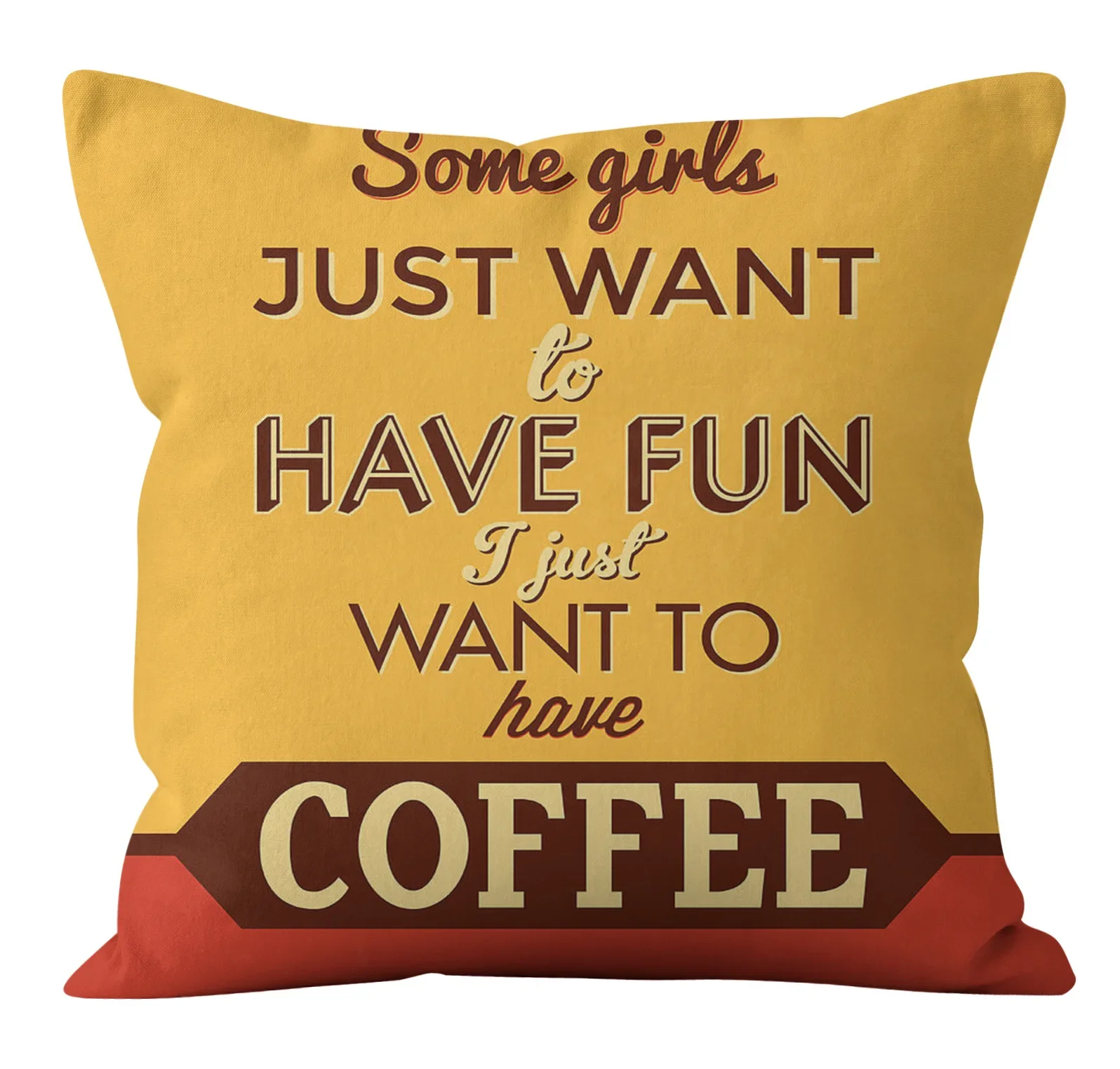 Customizable Brown Cushion Cover Coffee Alphabet Strap Cover Cushion Cover Printed Pillow Cover Sofa Car Office Pillow