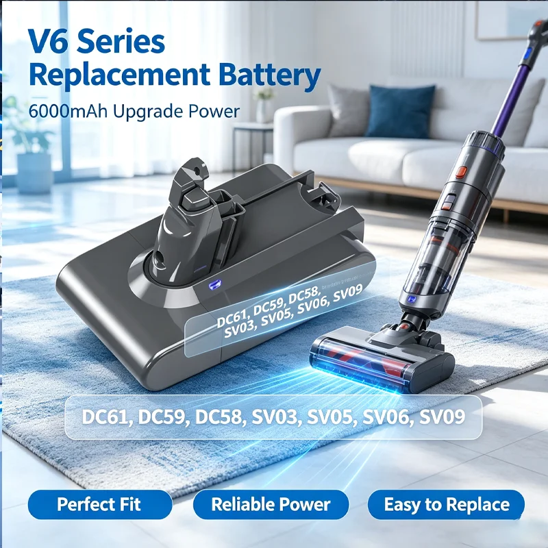 🔋Vacuum Cleaner Rechargeable Battery for Dyson V6 V7 V8 Series SV07 SV09 SV10 DC58 DC31 DC34 Absolute Fluffy Animal Pro Bater