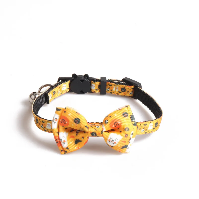 Halloween webbing series cat collar, ghost spider skull pumpkin collar