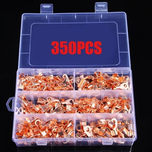 Imagen 2 del producto 70/160/280/350 Uds 10A-50A conector de anillo de engarzado abierto Cable OT Terminal de Cable eléctrico terminales de cobre Kit de conectores de terminales