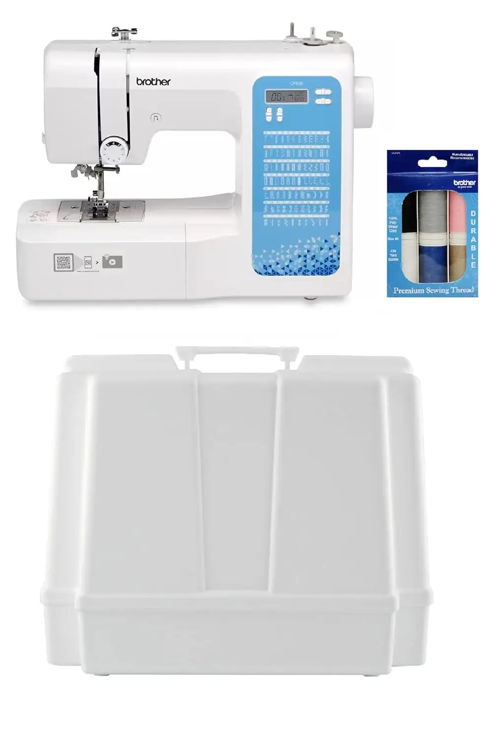 

CP80X Computerized Sewing Machine and Hard Plastic Storage and Carry Case, Premium Sewing Thread 6-Pack Included, Customized