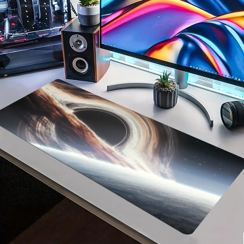 Space Black Hole Galaxy Extended Gaming Mouse Pad Anti-slip Desk Mat Stitched Edge Aesthetic Decor for PC Gamer Office Laptop