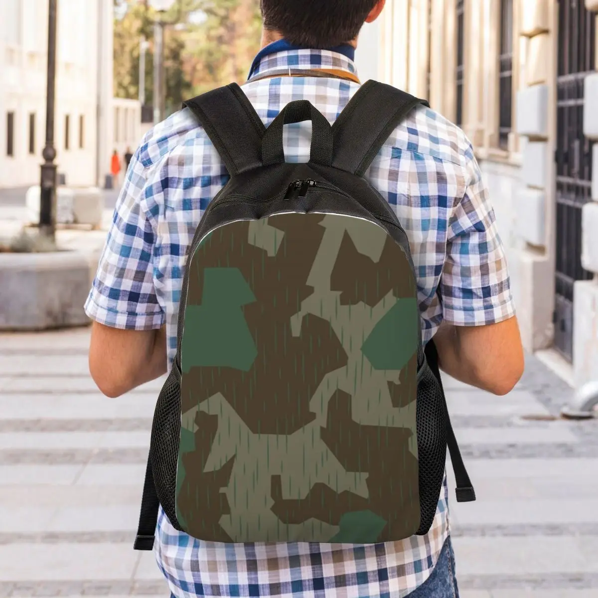 Custom WW2 Splintertarn German Military Camouflage Laptop Backpack  Basic Bookbag for College School Students Tactical Camo Bag