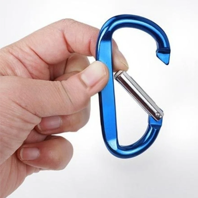 30PCS Custom Logo Large Aluminum Carabiner D Shape Backpack Buckle Connection Ring Badge Clip
