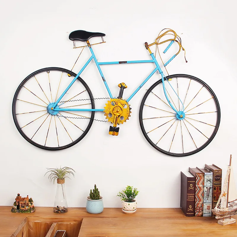 Retro Industrial Style Wrought Iron Bicycle Wall Pendant Creative Cafe Restaurant Bar Decor Wall Decoration