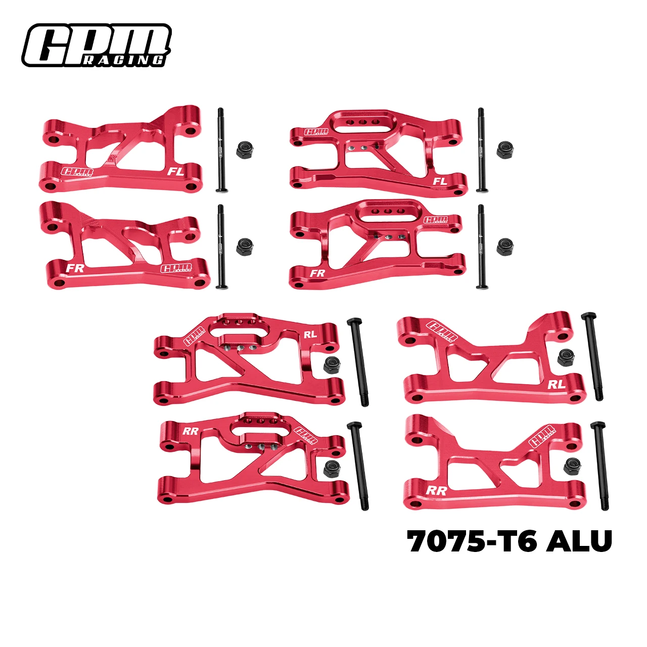 GPM 7075-T6 أذرع تعليق أمامية + خلفية (علوية وسفلية) لـ TRAXXAS MINI SLASH 4X4-108164-1