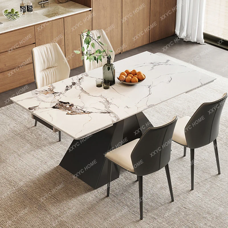 

Минималистичный раздвижной обеденный стол из каменной плиты, современный, простой, в стиле легкой роскоши для дома.