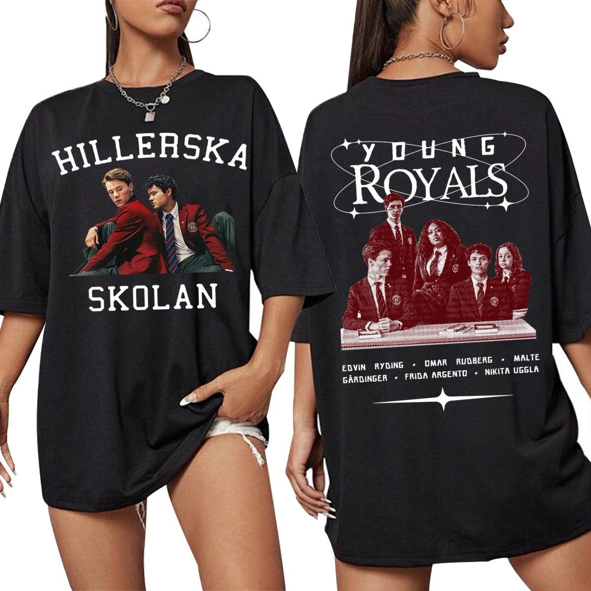 Hot Young Royals Hillerska Skolan T-Shirt Hillerska School Shirt Summer Oversized