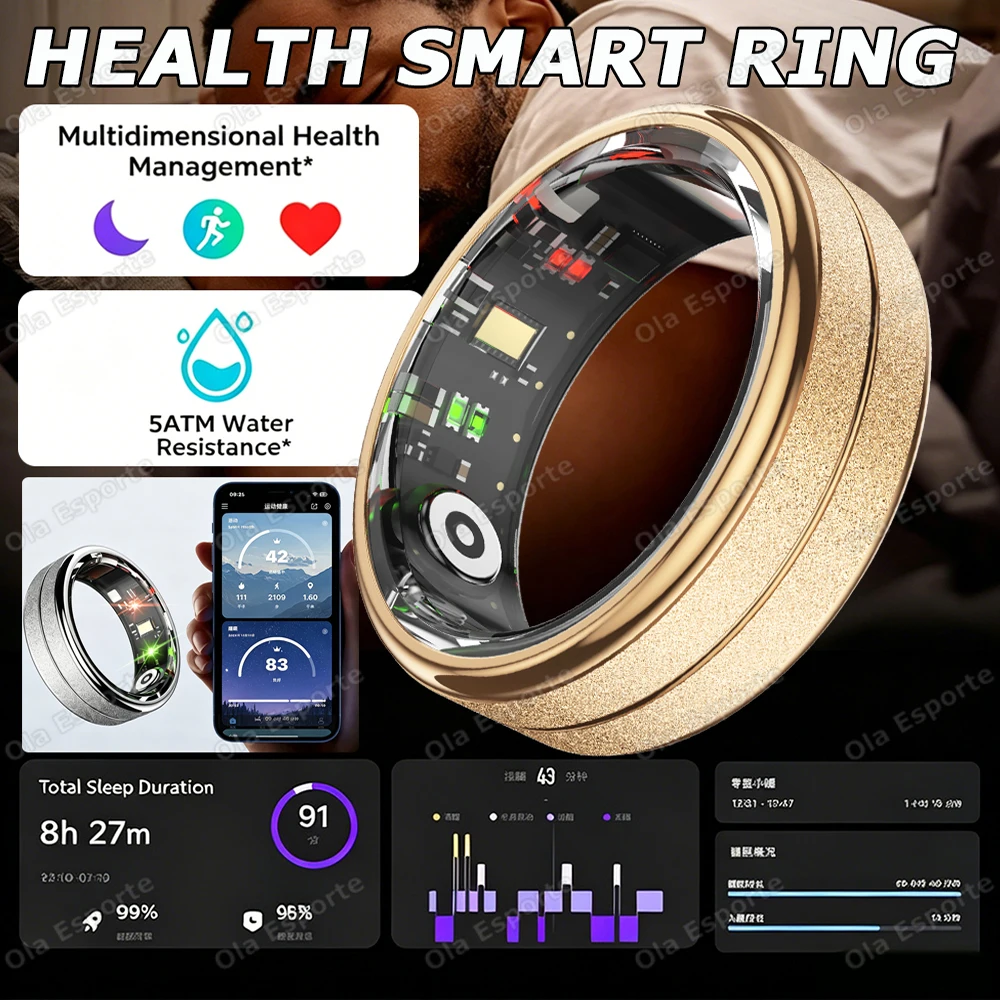 Image of 5ATM Wasserdichter Smart Ring für Frauen Gesundheitsüberwachung Intelligente Steuerung Herzfrequenzanalyse Outdoor-Sport Smartring für Männer