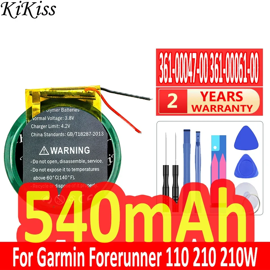 540mAh KiKiss Powerful Battery 361-00047-00 361-00061-00 For Garmin Approach S1 S1W S2 S3 S4 for Forerunner 110 210 210W PD3032