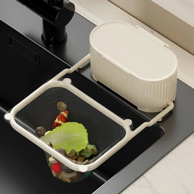 1Pcs Kitchen Two-in-one Sink Filter Rack Suction Cup Disposable Leftovers Filter Garbage Drain Rack