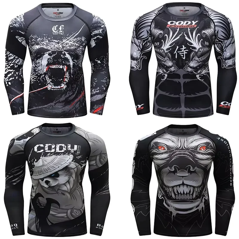 3D Print Casual Long Sleeve Cody Men Grappling Wear Jiu Jitsu Gi Rashguard BJJ Boxing T-shirts UPF 50+ Male Athletic Running
