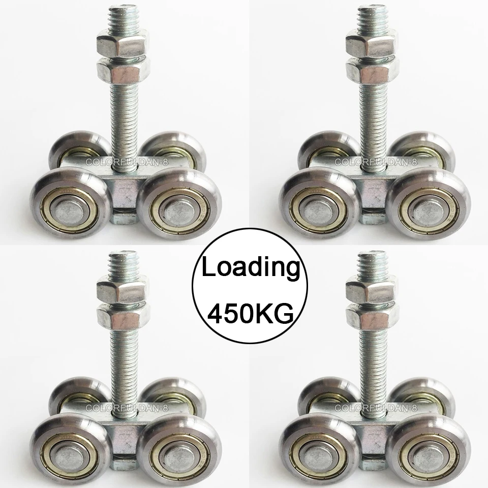 4PCS Heavy Industrial Hanging Rail Rollers High-loading Sliding Door Rollers Warehouse Orbital Track Wheel Pulleys Loading 450KG