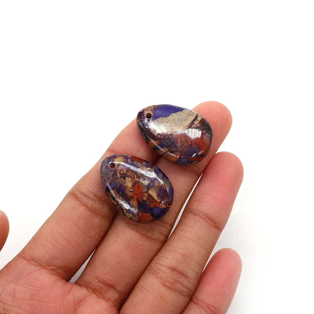 

Ретро-модный императорский камень с красочным узором, одинарное отверстие, свободный кулон 18x25 мм, аксессуары для изготовления ожерелий и серег, 2 шт.