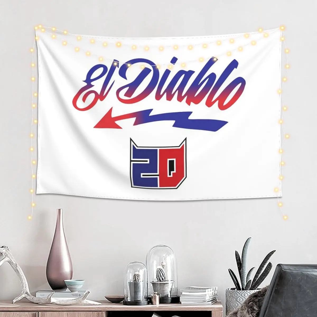 Fabio Quartararo El Diablo Tapestry Art Wall Hanging Aesthetic Home Decor Tapestries for Living Room Bedroom Dorm Room