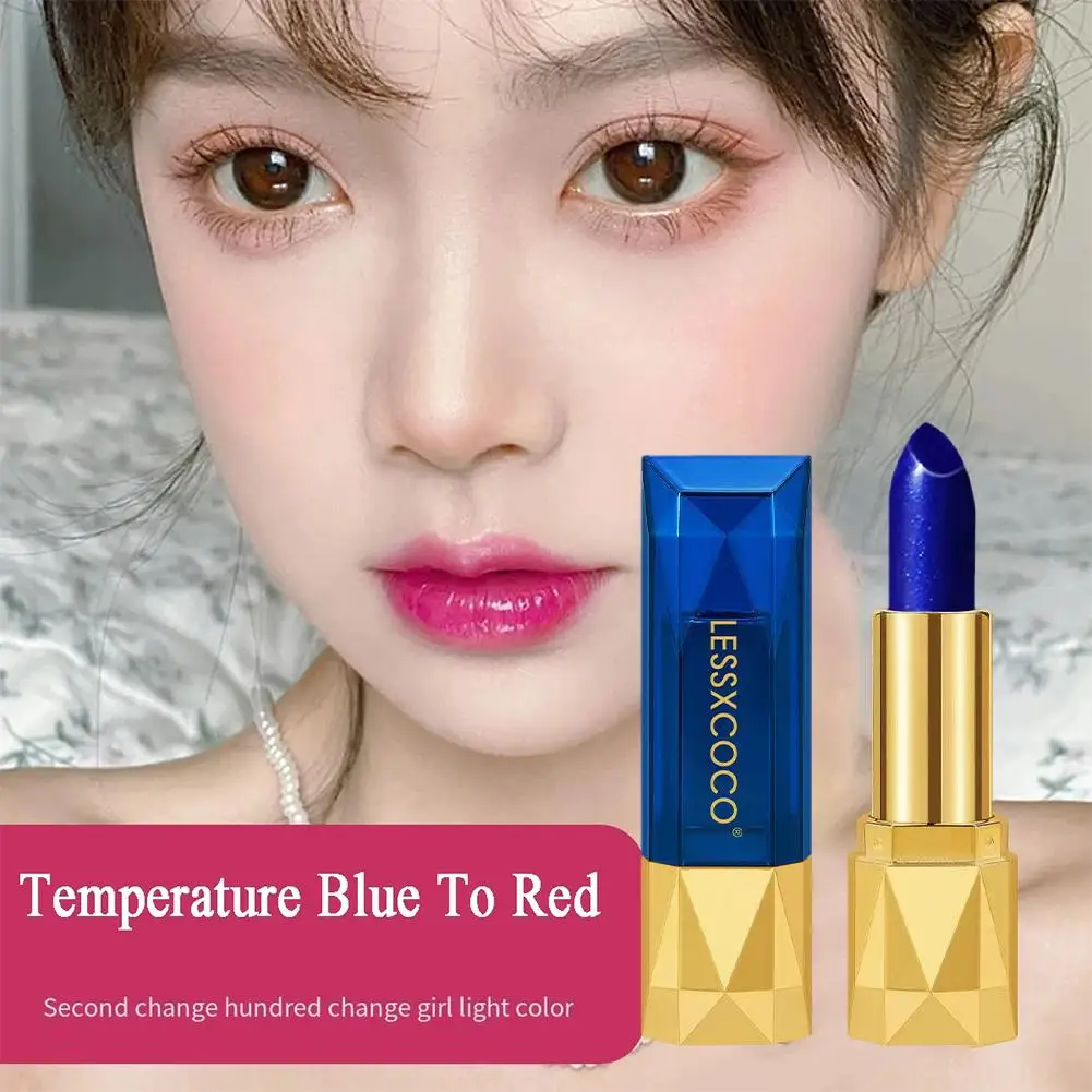 Blue Rose Color-changing Lip Magic Temperature Changing Lip Moisturizing Gloss Long And Stain Blue Colors Pink Into Changed M4l2