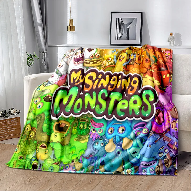 Manta de felpa suave de dibujos animados My Singing Monsters, manta de franela para sala de estar, dormitorio, cama, sofá, Picnic