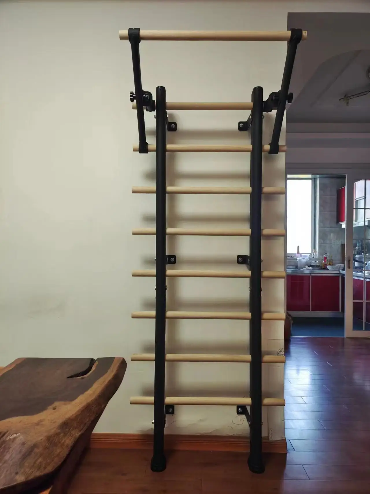 قضبان حائط قابلة للطي لتسلق الضلع، سلم سويدي، شريط جداري للجمباز، جدار سويدي من الفولاذ #6